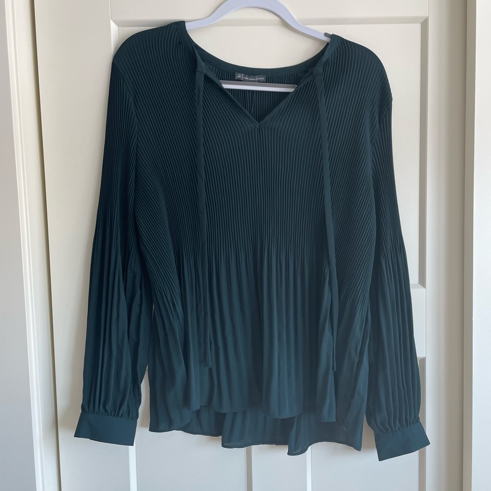 Adrianna Papell pleated long sleeve blouse, size L. - Picture 3 of 9